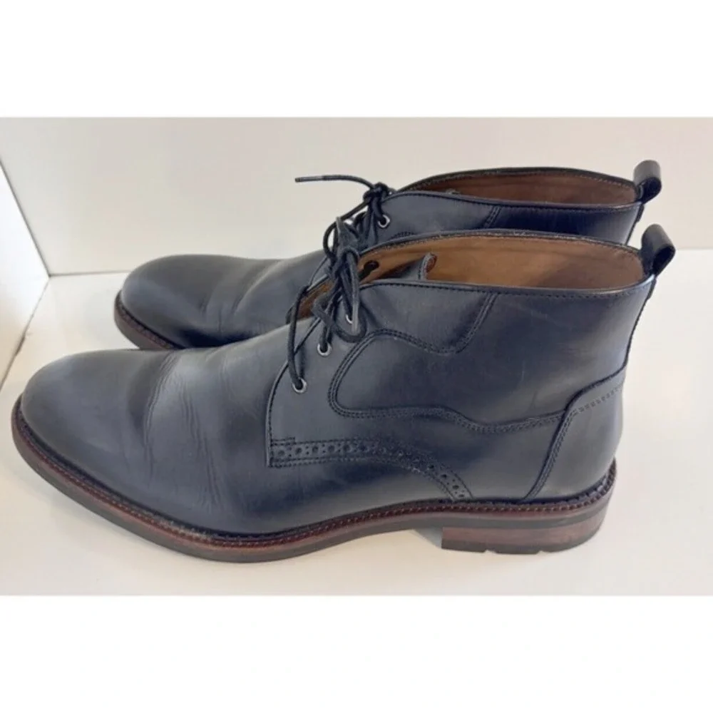 Johnston & Murphy Black Leather Wingtip Brogue Chukka Boots Dress Shoes 13 48-04